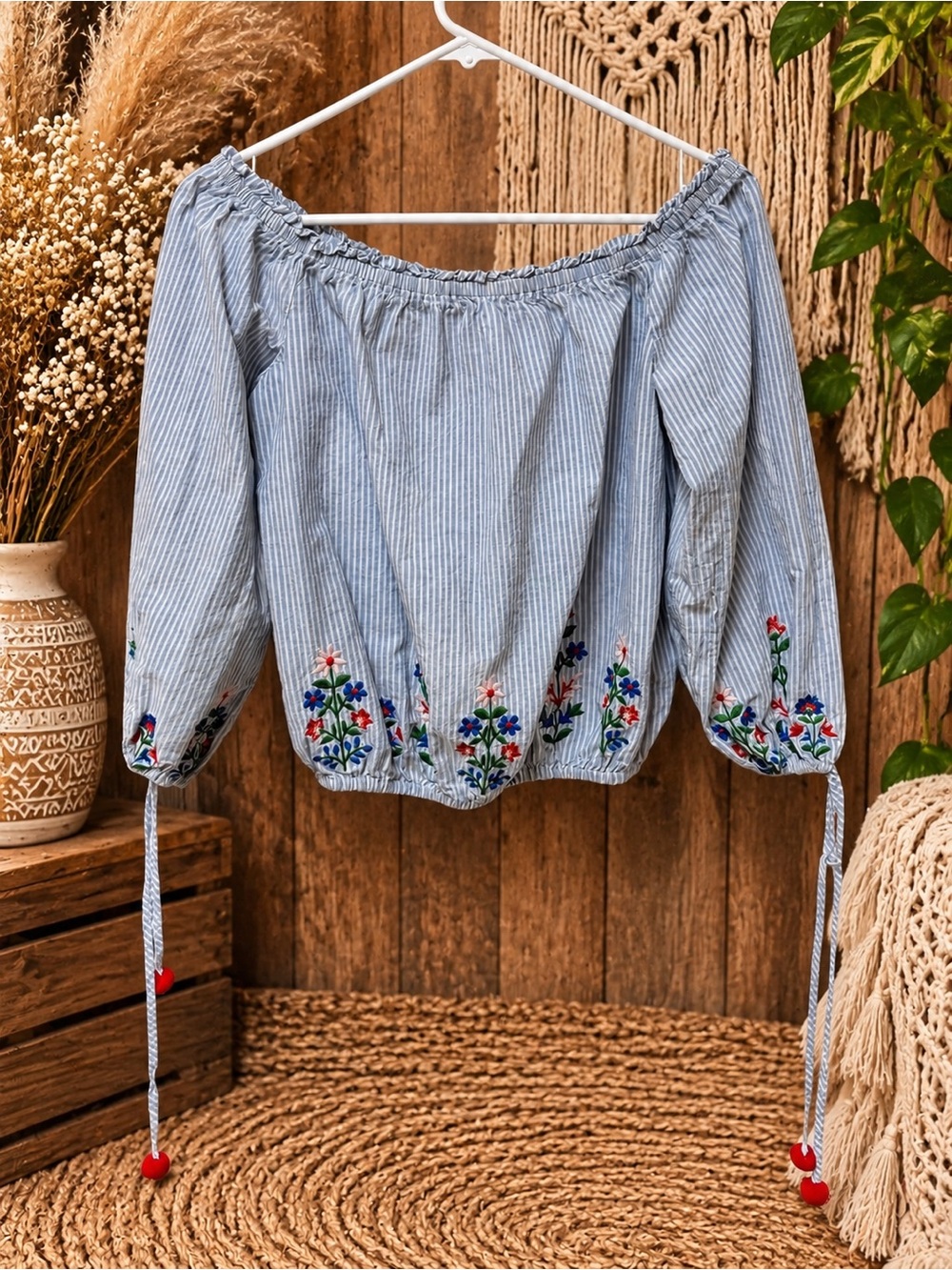 Embroidered Off-Shoulder Peasant Top - Forever 21